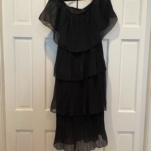 Black Tiered, off the shoulder, midi